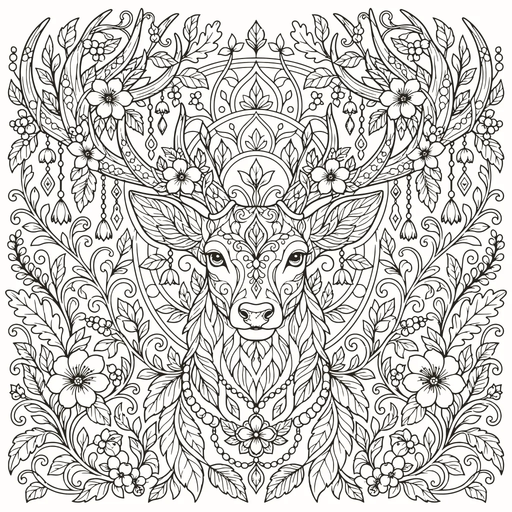 Coloriage cerf majestueux, dessin au trait à imprimer