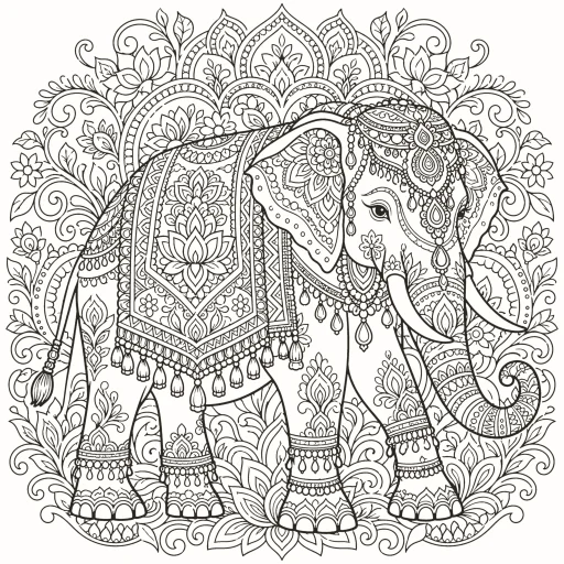Coloriage Éléphant paré