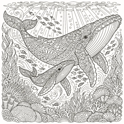 Whale and calf coloring page