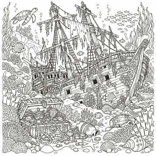 Coloriage Épave engloutie