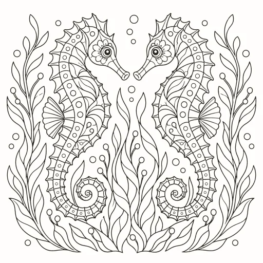 Seahorses coloring page