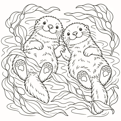 Sea otters coloring page