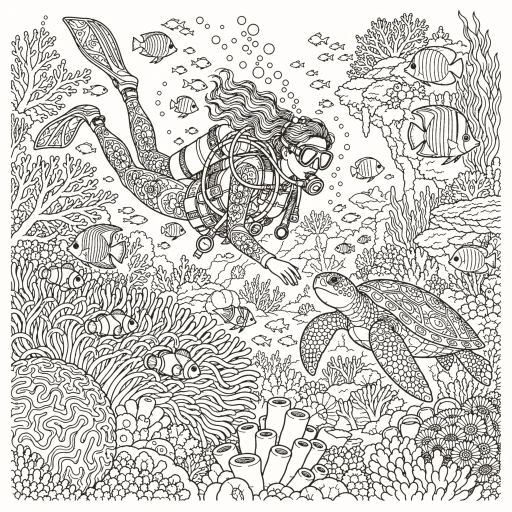 Diver coloring page