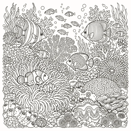 Coral reef coloring page