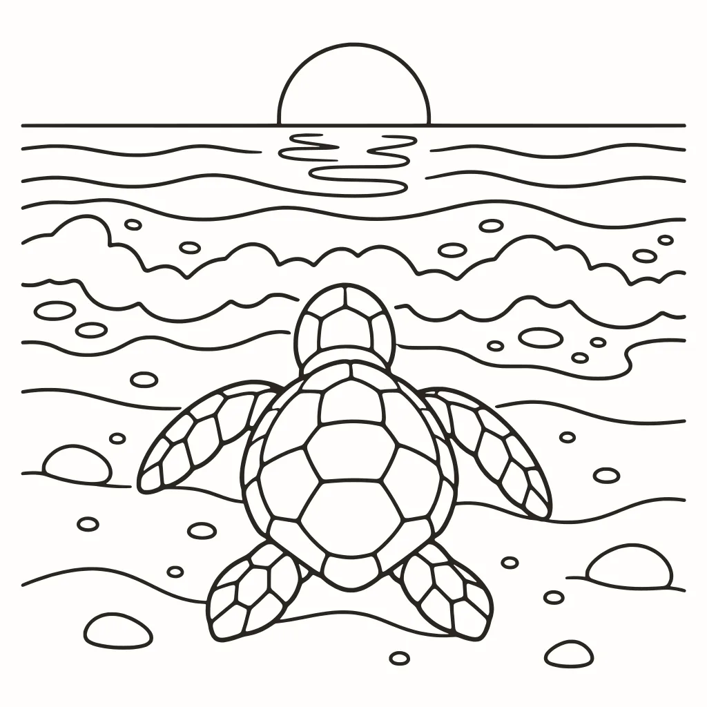 Tortuguita para colorear, dibujo de líneas para imprimir
