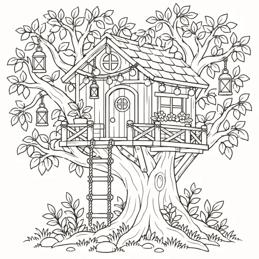 Coloriage Cabane dans l'arbre