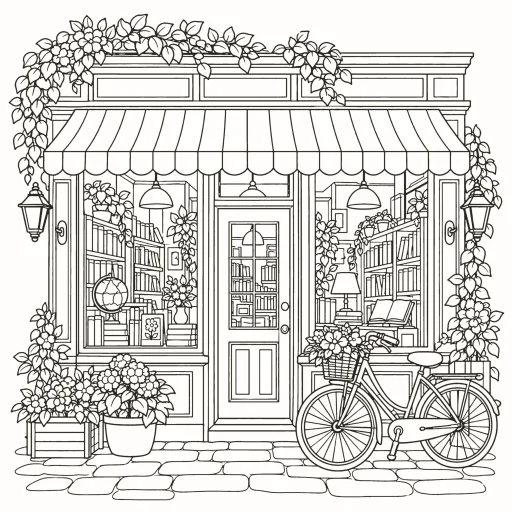 Coloriage Devanture de librairie