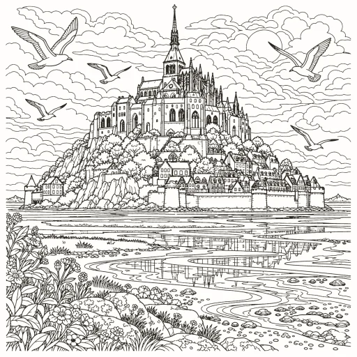 Coloriage Mont-Saint-Michel