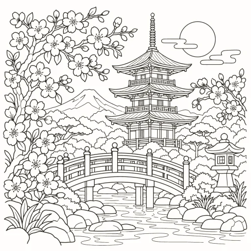Coloriage Pagode japonaise