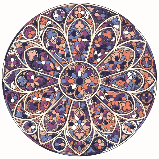 Coloriage Rosace de cathédrale colorié