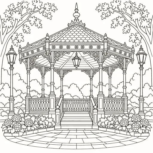 Coloriage Kiosque à musique