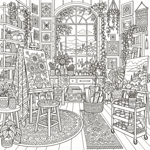 Coloriage Atelier d'artiste