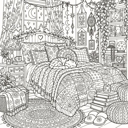 Coloriage Chambre douillette