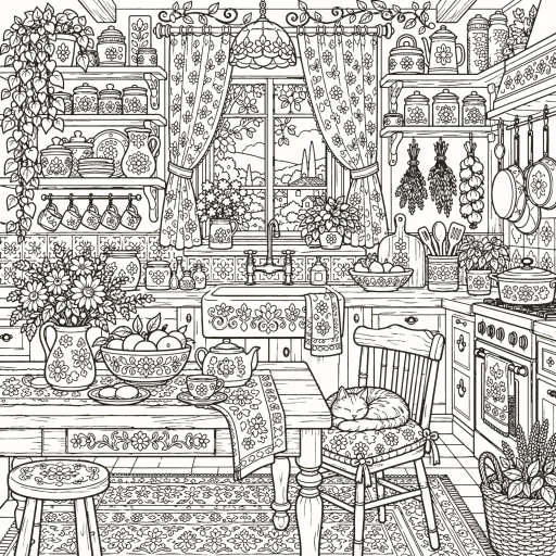 Coloriage Cuisine de grand-mère