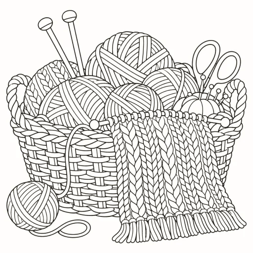 Coloriage Panier à tricot