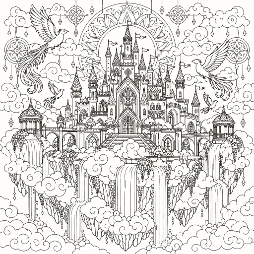 Coloriage Château dans les nuages