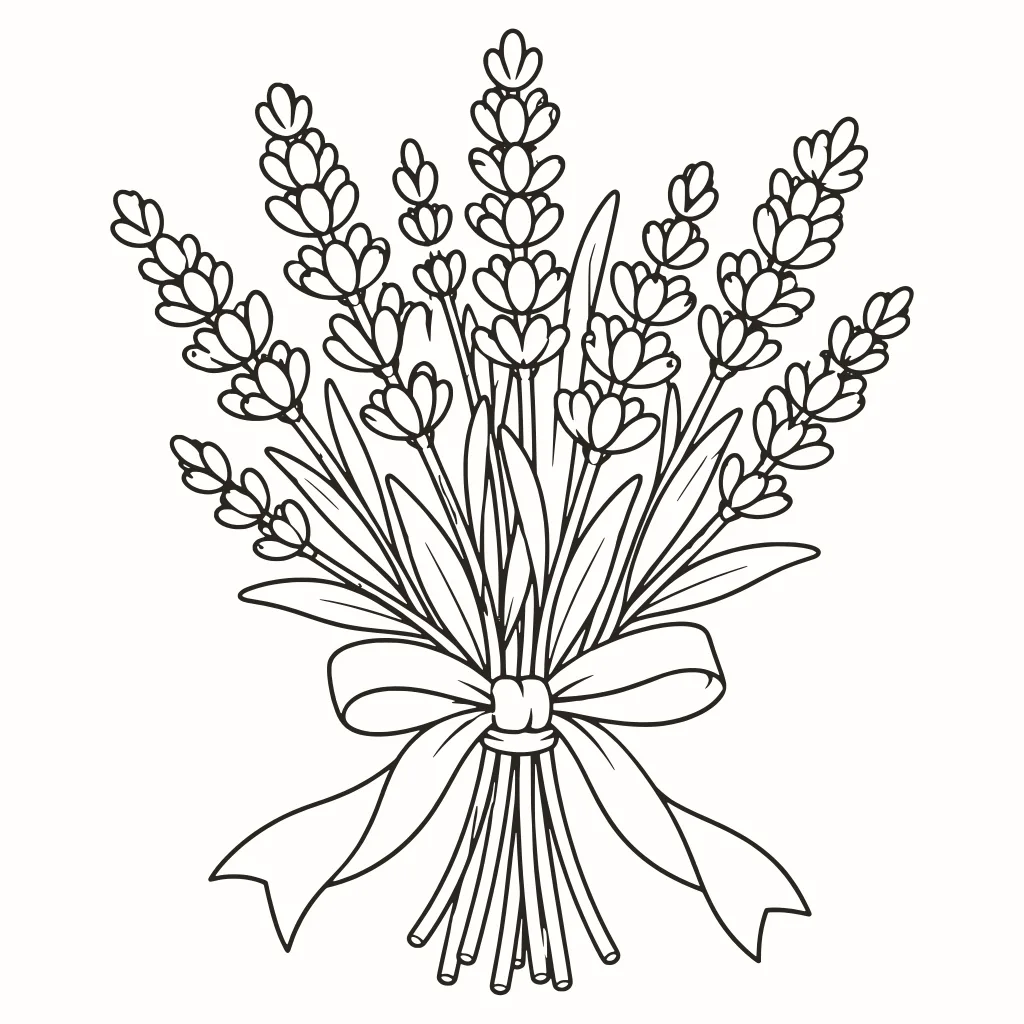 Rametti di lavanda da colorare, disegno al tratto da stampare