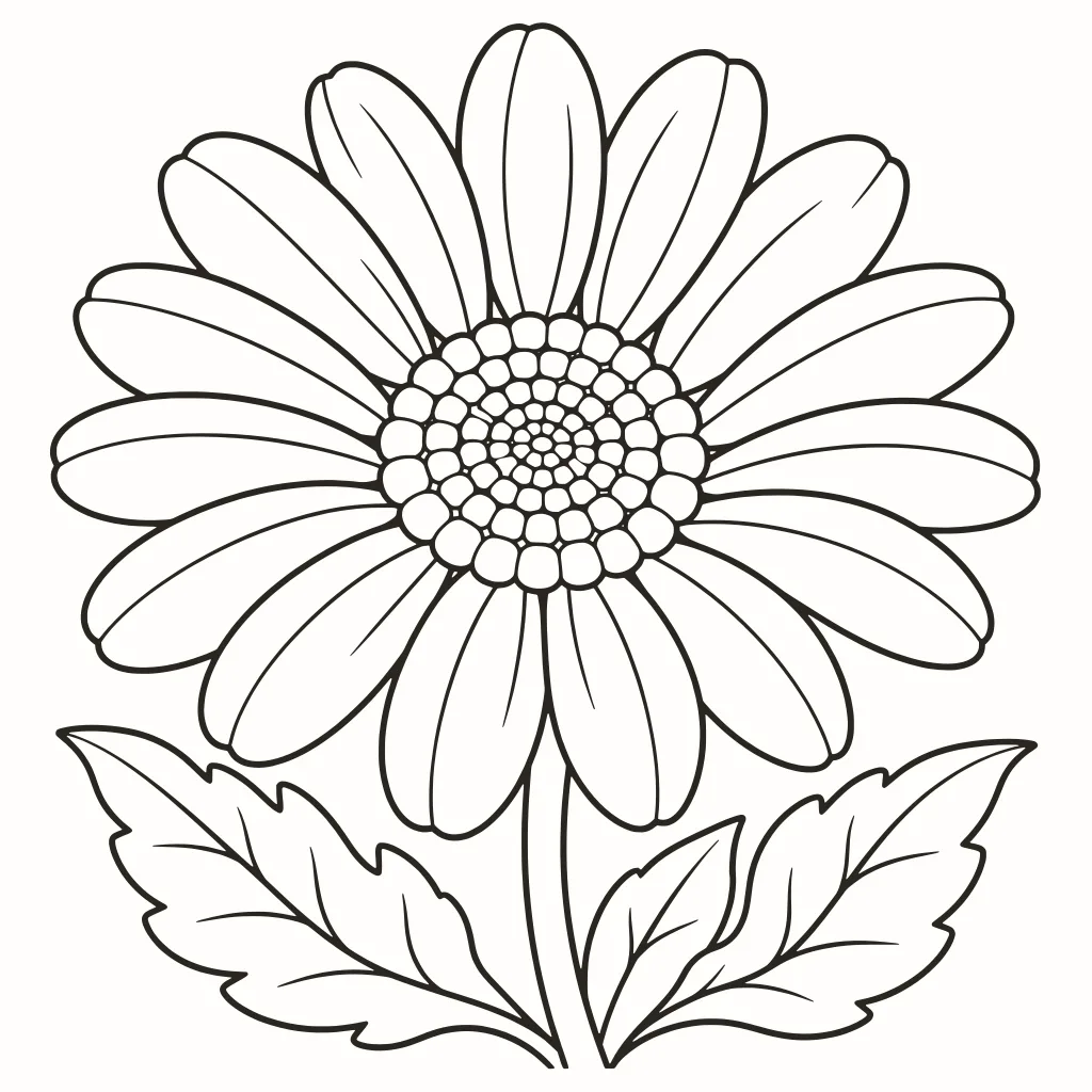 Margarita para colorear, dibujo de líneas para imprimir