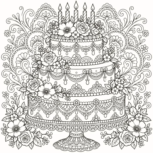 Coloriage Gâteau d'anniversaire