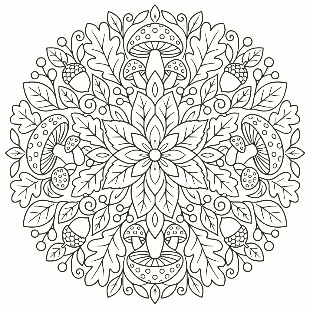 Dibujo para colorear del 19 de octubre: mandalas, dibujo de líneas para imprimir