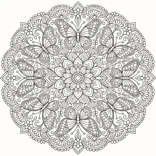 Coloriage Mandala aux papillons