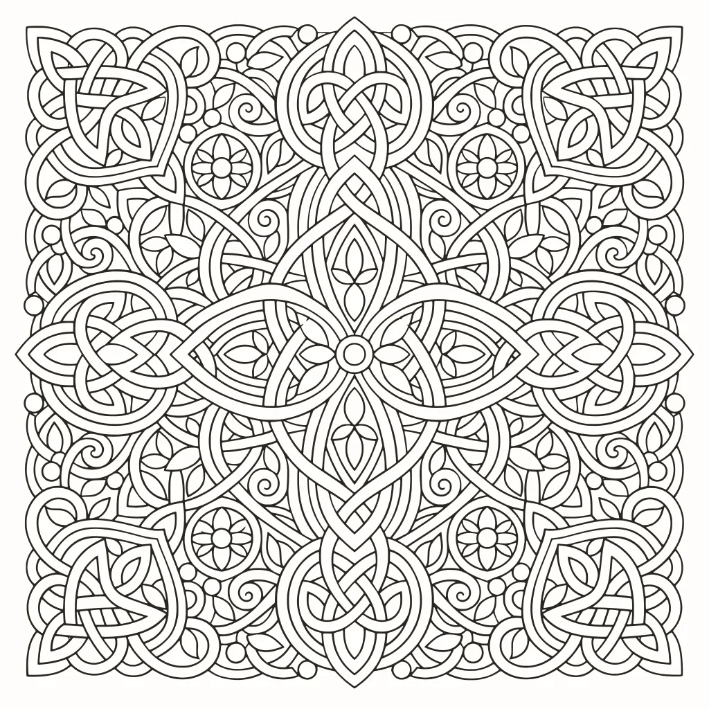 Ausmalbild Keltische Knoten, Linienzeichnung zum Ausdrucken