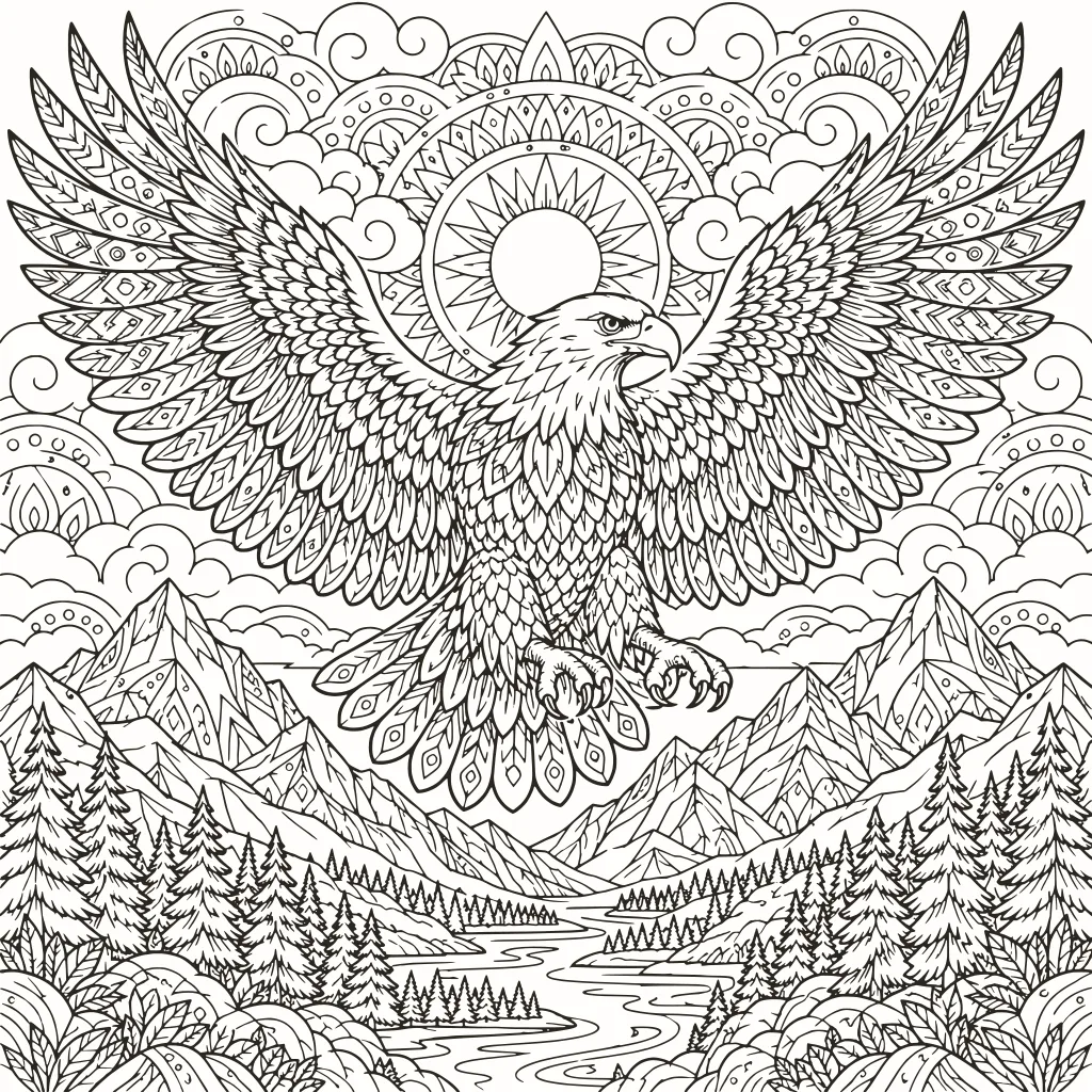 Coloriage aigle royal, dessin au trait à imprimer
