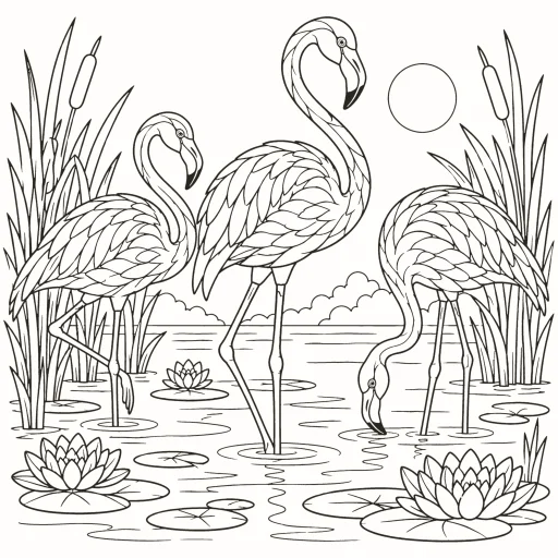 Ausmalbild Flamingos