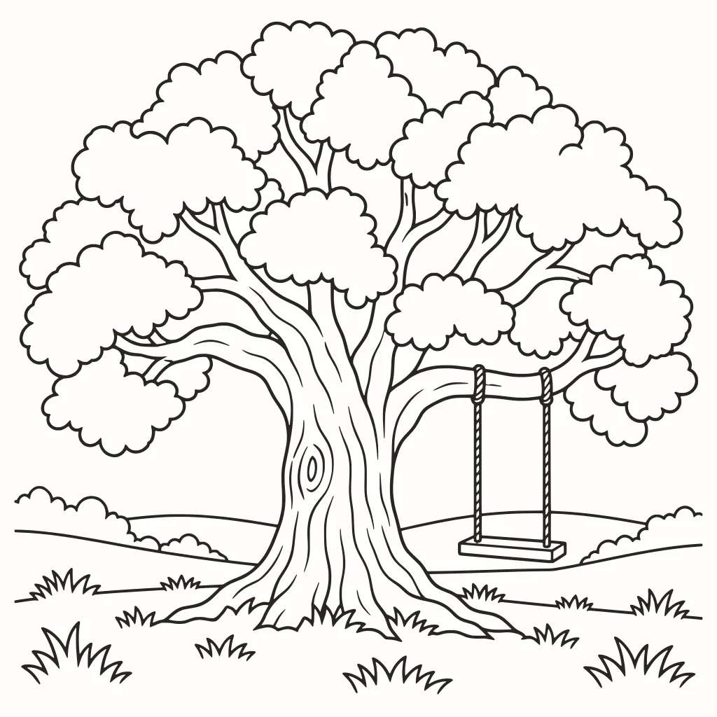 Great oak coloring page, line art to print