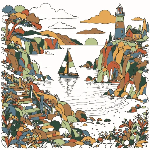 Coloriage Bord de mer colorié