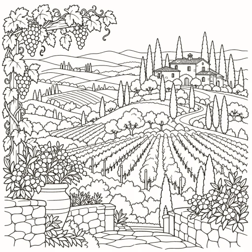 Coloriage Campagne toscane