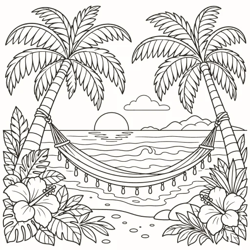Coloriage Plage tropicale