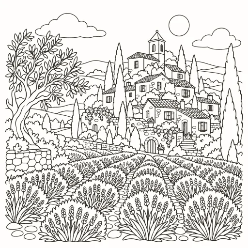Coloriage Village provençal
