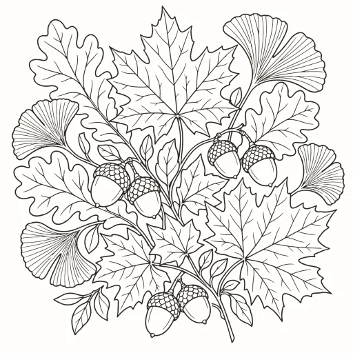 Autumn leaves coloring page