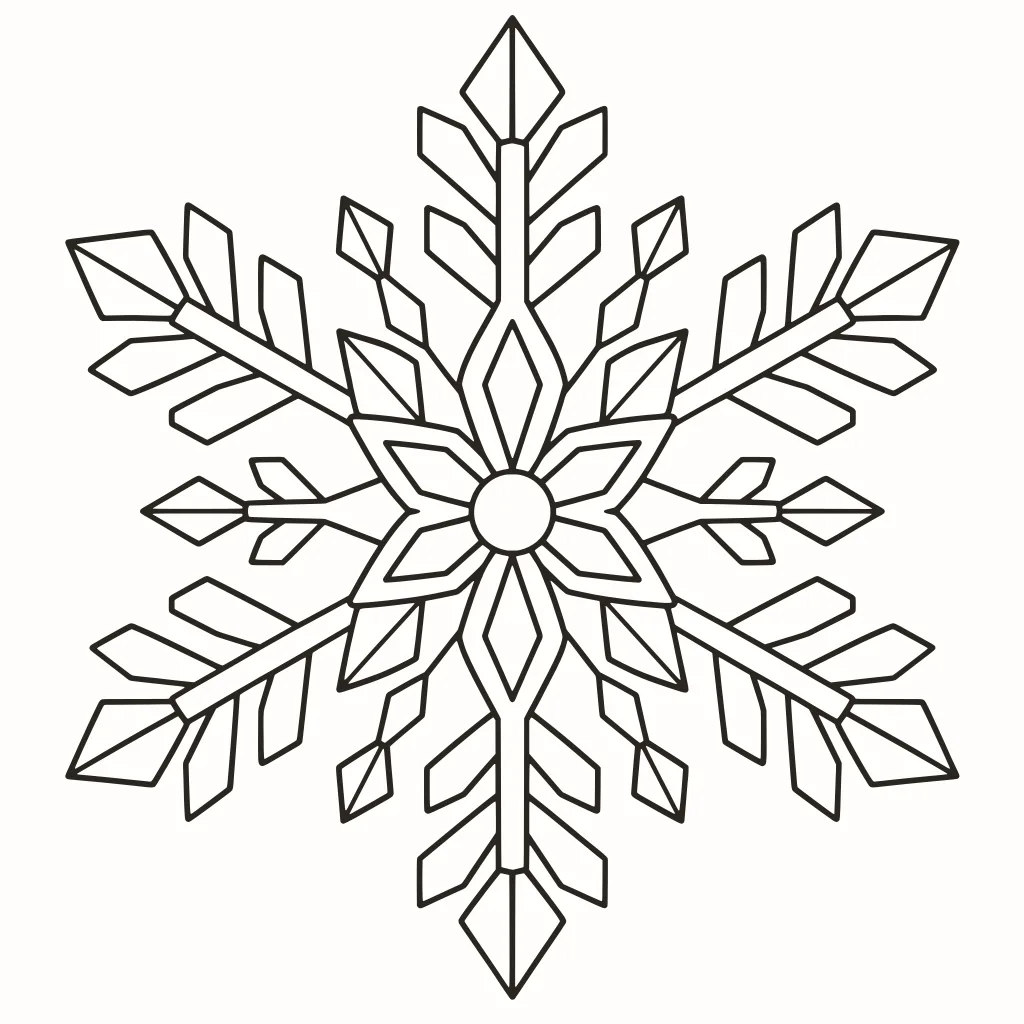 Coloriage flocon de neige, dessin au trait à imprimer