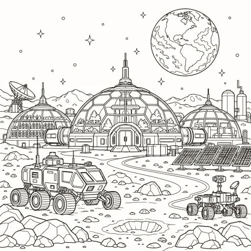 Moon base coloring page