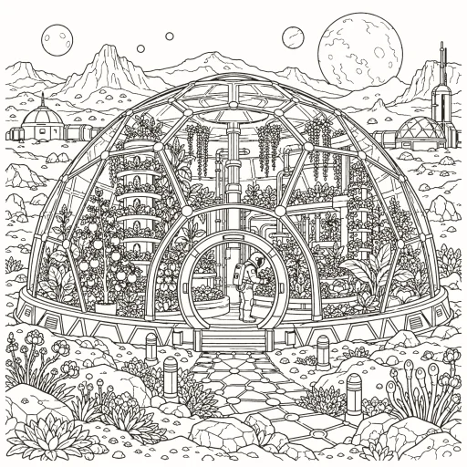 Space greenhouse coloring page