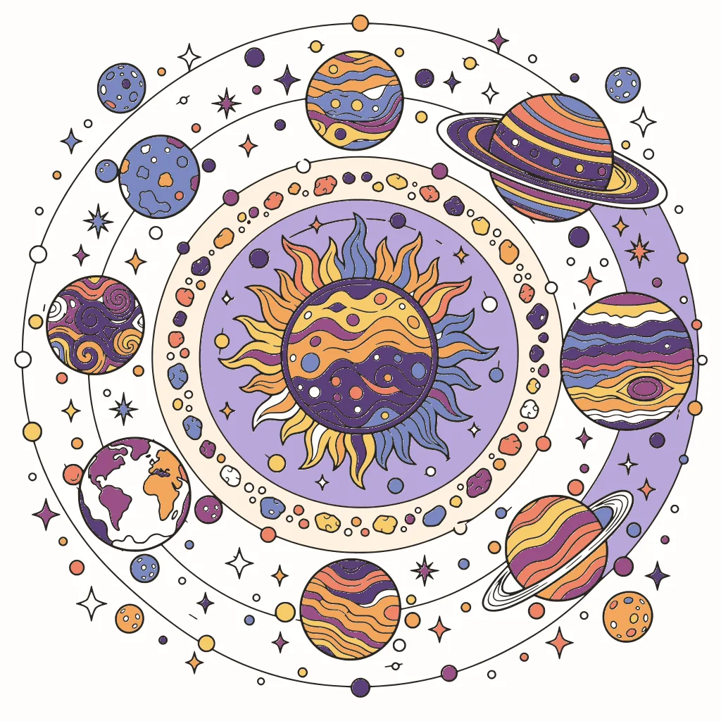 Coloriage Système solaire réalisé dans Zenkolor