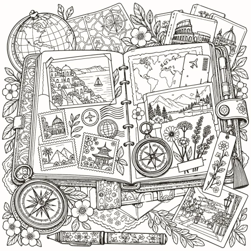 Coloriage Carnet de voyage