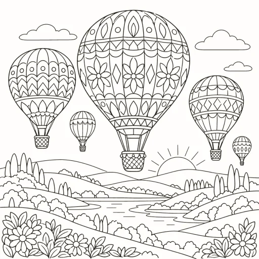 Coloriage Montgolfières